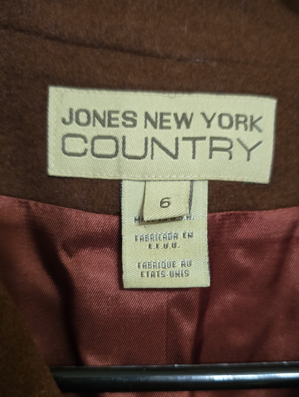 Jones New York Women's Brown Wool Blend Button Jacket - Picture 2 of 6